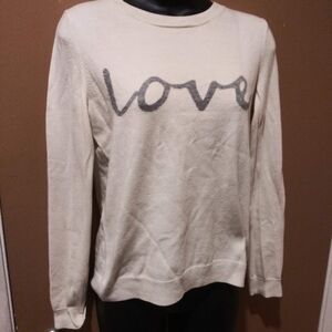 LS1 GAP Cream 'Love' Graphic Sweater size Medium